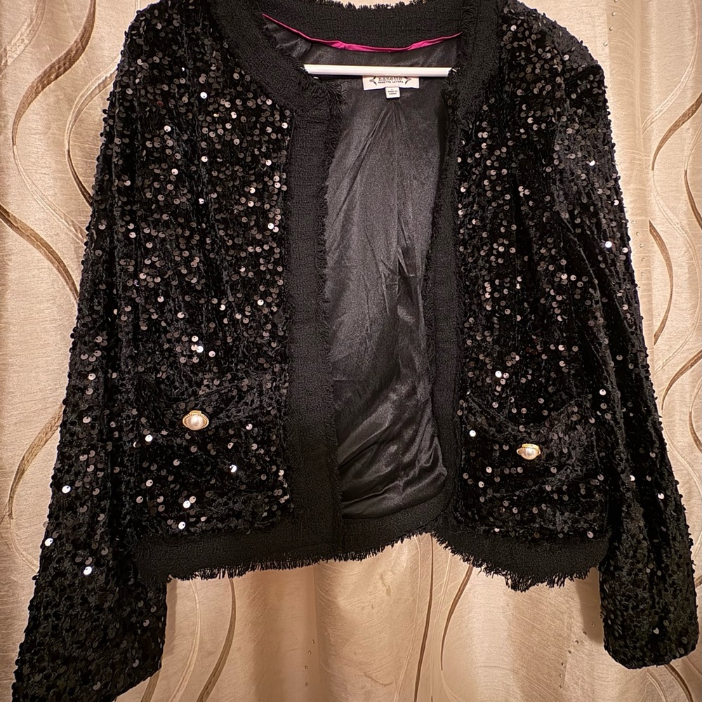 Nanette Lepore Black Sequin Blazer Jacket